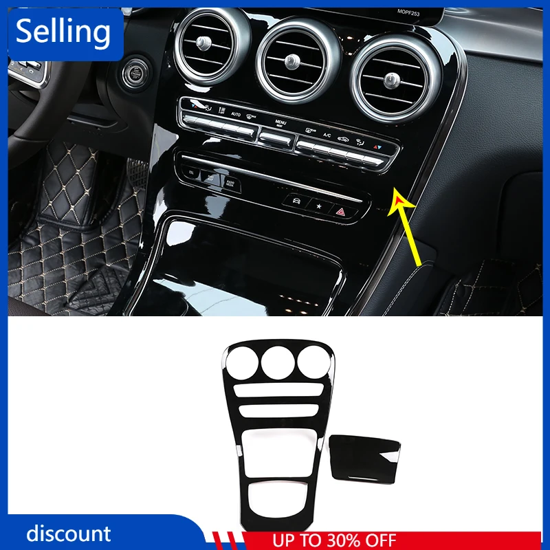 

For Mercedes Benz C Class W205 19-20 For GLC X253 2020 ABS Accessories Center Console Decoration Panel Cover Trim Without Clock