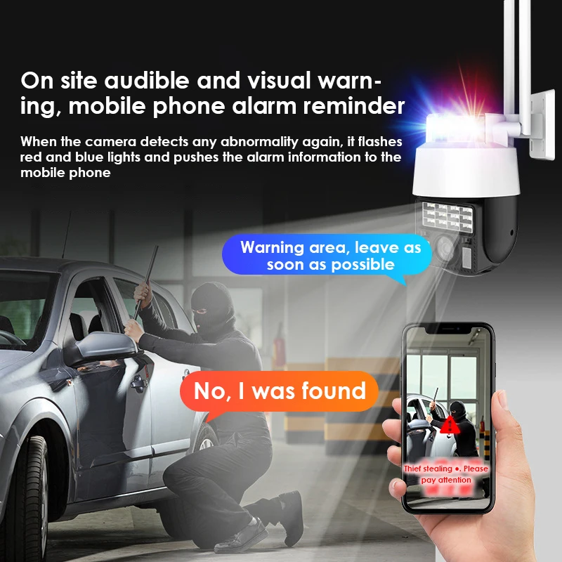 

Ip-камера Ptz с 5-кратным цифровым зумом, полноцветная Водонепроницаемая ИИ-камера для слежения за людьми, с двухсторонним голосовым Интерком