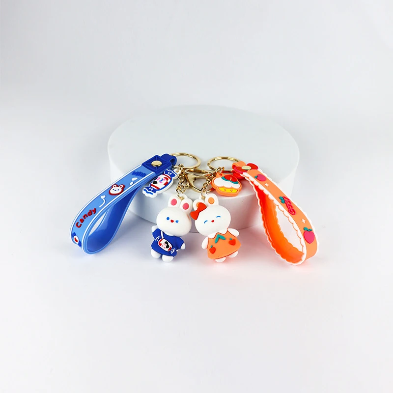 

Креативный брелок для ключей с изображением белого кролика, медведя, Женская кремовая Подвеска для рюкзака в виде конфет, куклы, подарки, брелок для автомобильных ключей