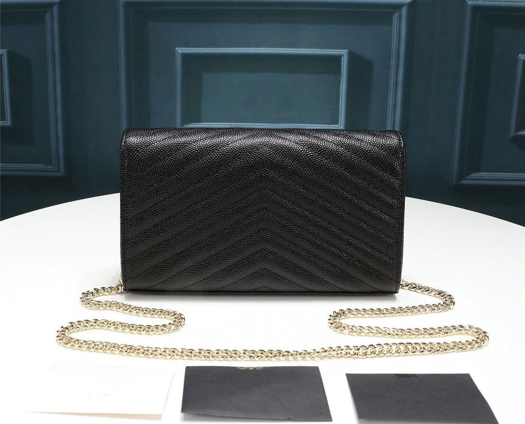 

New Luxury Caviar Pattern Leather Versatile Small Square Bag Fashion Trend One Shoulder Crossbody Chain Bag