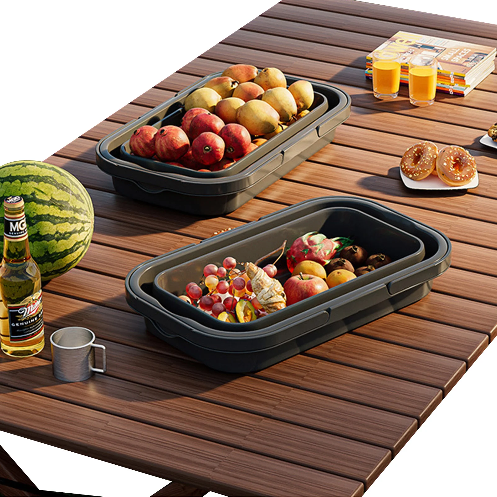 

Collapsible Camping Sink 16L Outdoor Camping Picnic Basket Wash Basin Multifunctional Kitchen Vegetable Washing Basket Dish Tub