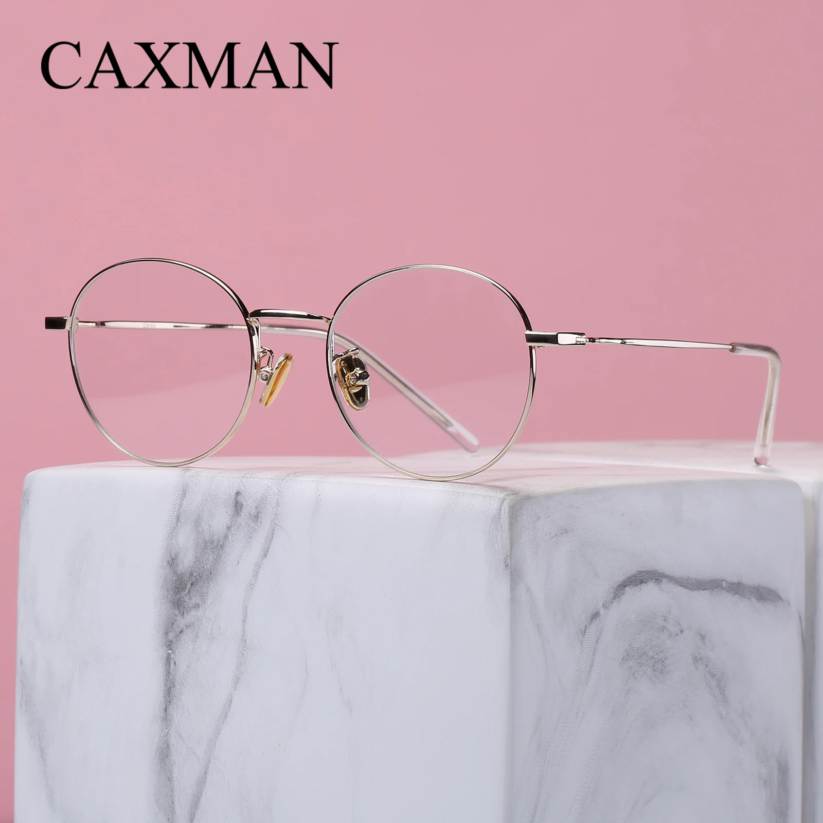 

CAXMAN Titanium Glasses Frame for Women Men Fashion Vintage Round Ultralight Eye Myopia Prescription Eyeglasses