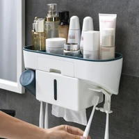 bathroom punch free toothbrush holder automatic toothpaste dispenser holder toothbrush wall mount large capacity bathroom tools