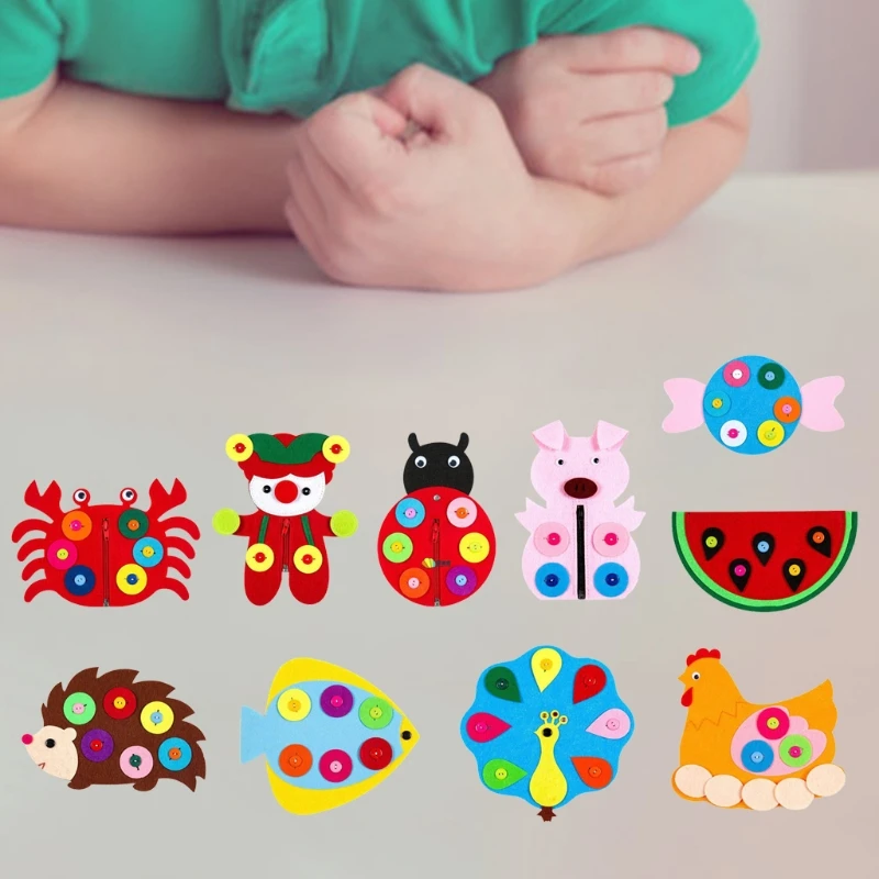 Educational Toy Sewing Buttons Game Set Children's Brain Game Kinderganten Dressing Educational Toy Felt Made