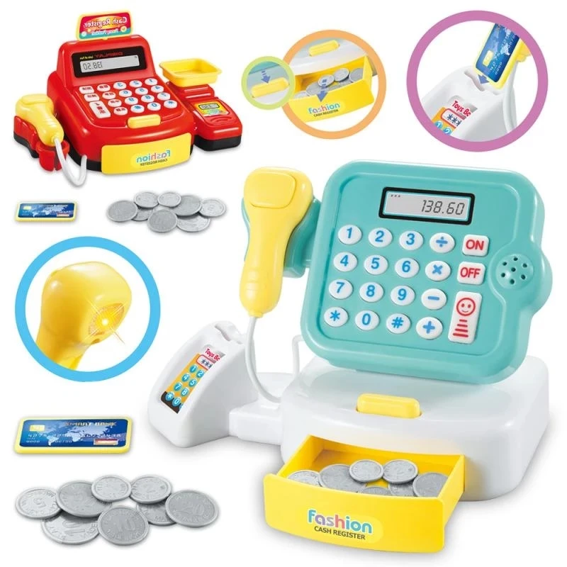 Мини-кассовый аппарат для детей, Монтессори, искусство для ролевых игр, касса для супермаркетов, детские игрушки, обучение мозгу