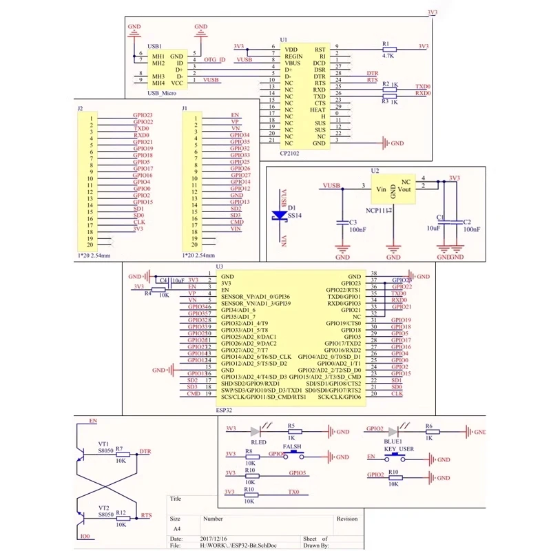 Фото Плата разработки Snvi ESP32 CP2102 TYPE-C/MICRO USB WiFi+Bluetooth со сверхнизким энергопотреблением, двухъядерный ESP-32S ESP32-WROOM №3