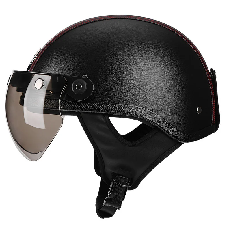 Retro half helmet suitable for Harley helmets, four seasons unisex helmets, motorcycle helmets, hard hats, leather helmets enlarge