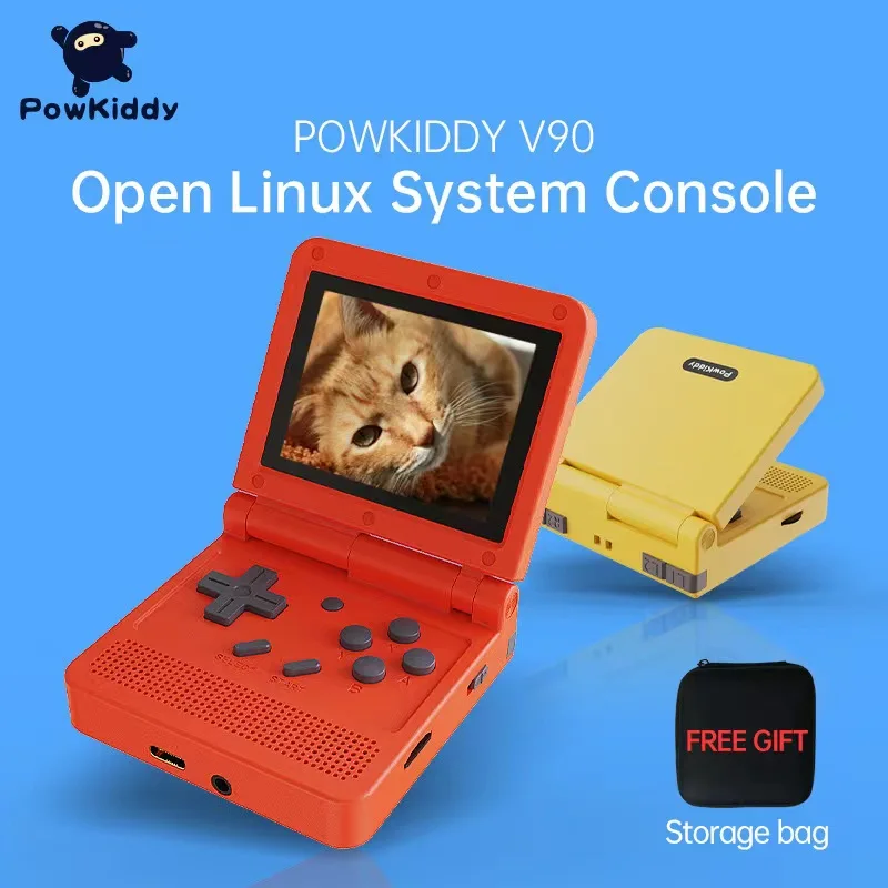 

New POWKIDDY V90 Originate 3-Inch IPS Screen Flip Handheld Console Dual Open System Game Console 16 Simulators Retro PS13D Game