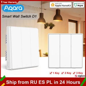 Настенный выключатель Xiaomi Aqara D1 ZigBee, выключатель с дистанционным управлением, с нулевой линией, подключение FireWire, без нейтральных переключателей, Mi Home