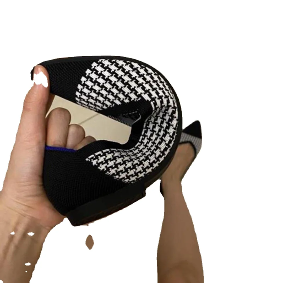 2022 New Spring Autumn Flat Shoes Fashion Leisure Women's Flat Shoes Pointed Knitting Elastic Comfortable Ballet Shoes Female