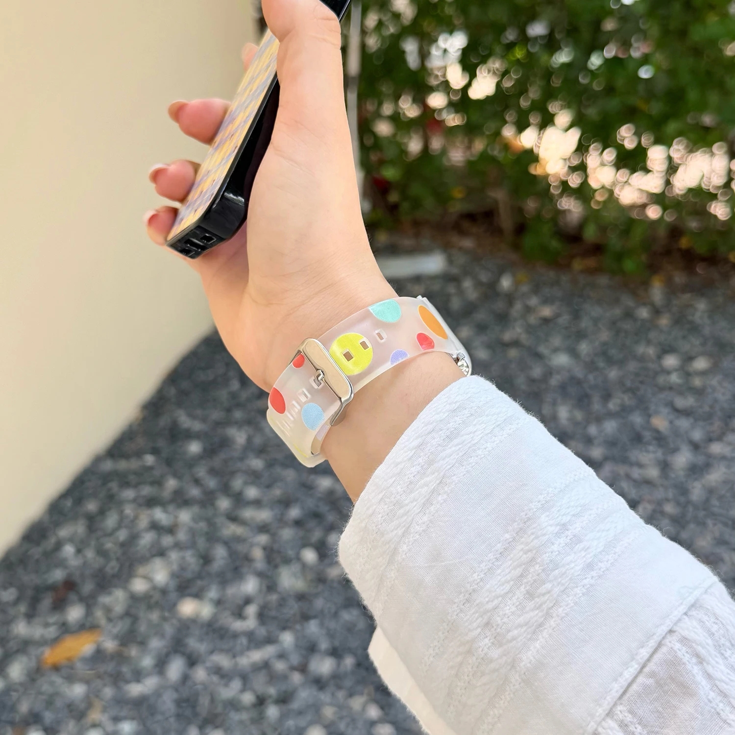 Фото Матовый ремешок с креативным дизайном в горошек для Apple Watch S10/11 49 46 45 44 42 41 38 мм, ремешок из материала TPU для iWatch Ultra 9 8 7 SE-1 №4