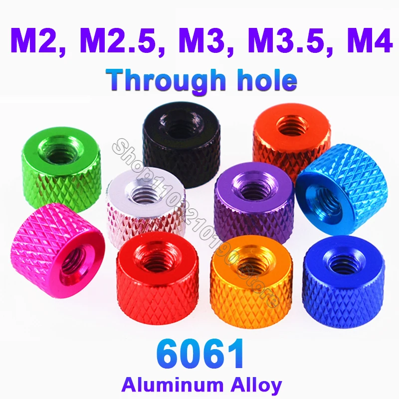 

1 шт. M2 M2,5 M3 M3,5 M4 Алюминиевая гайка с накаткой Ручная затяжка круглые гайки анодированные
