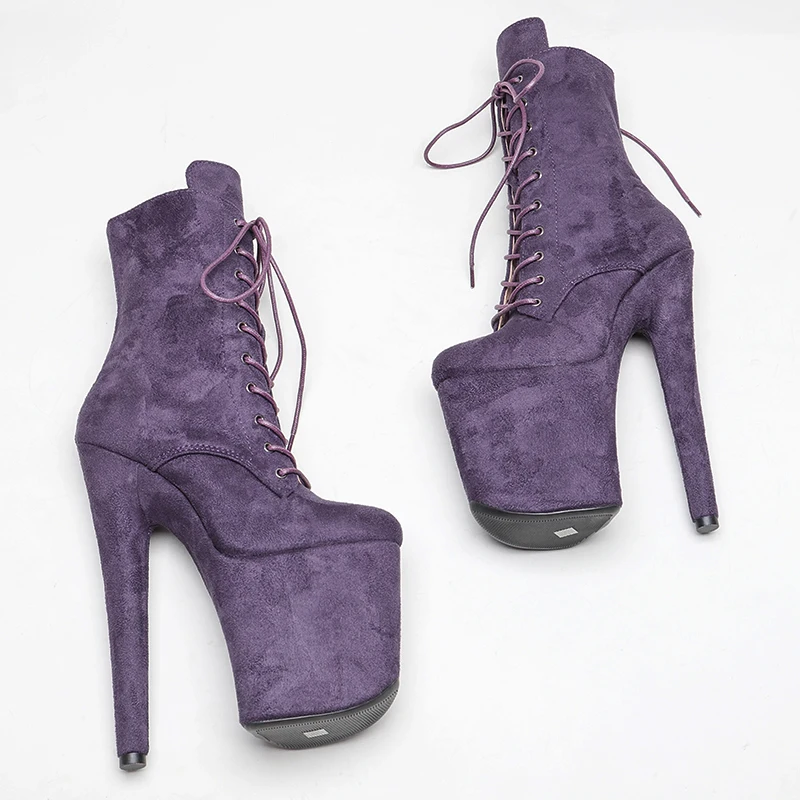 Leecabe Purple Suede 20CM/8Inch Women's Platform disco party High Heels Shoes Pole Dance boot