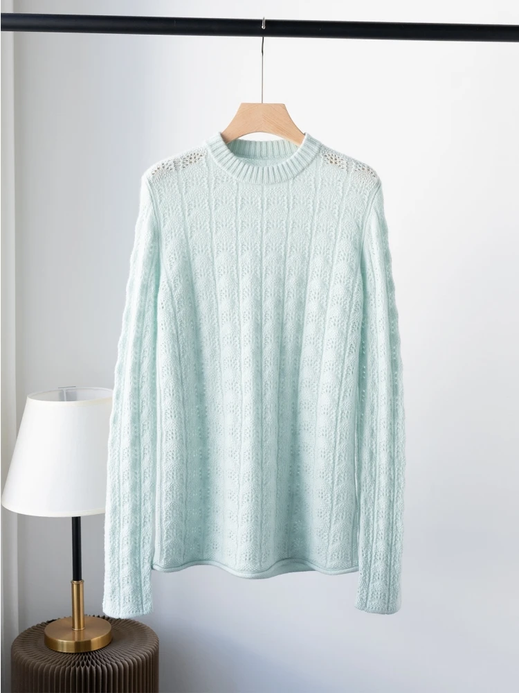 

New Women's Sweaters For Early Fall Top Quality Designer Clothes Luxury Basics O-Neck Petal-shaped Hollowed Out Cashmere Sweater