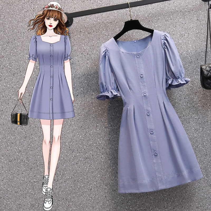 

Платье женское однотонное ТРАПЕЦИЕВИДНОЕ с высокой талией и оборками