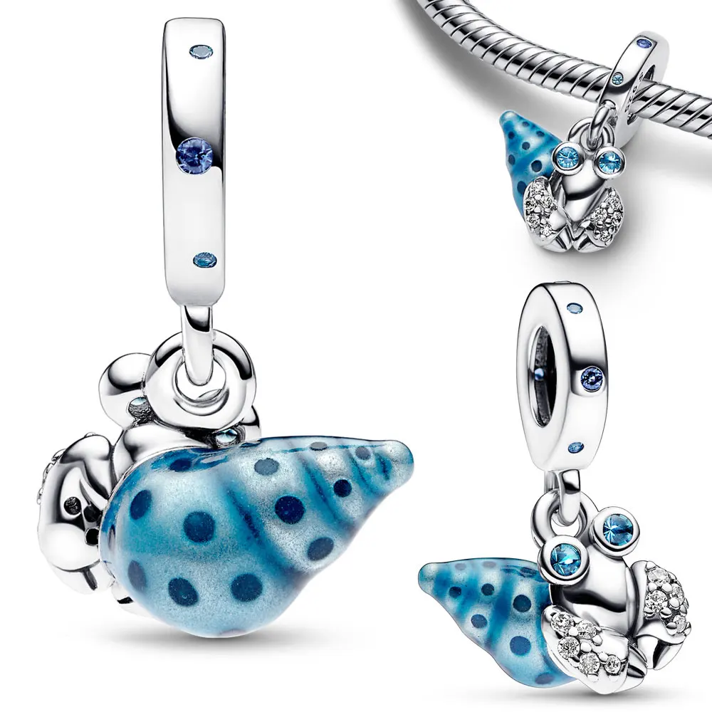 Breloques en argent regardé 2023 pour bracelet Pandora original, crabe, méduse, collier, pendentif papillon, voyage, été, nouveau, 925