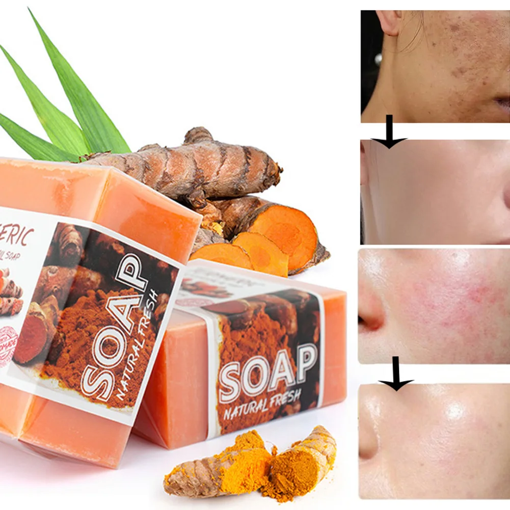 

Face Turmeric Soap Essential Oil Face Wash Handmade Bar Acne Removal Oil Control Even Skin Tone Moisturizing Soap Face Skin Care