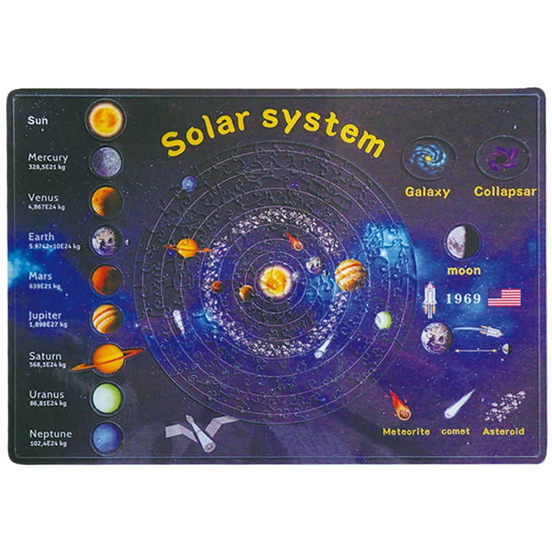 

Деревянный 3D-пазл на солнечной батарее, красочный Солнечный и космический пазл, 9 научных планет, игрушки для обучения детей, обучающая игру...
