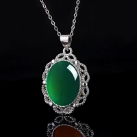natural chinese green chalcedony hand carved water drop pendant fashion boutique jewelry men and women green agate bracelet