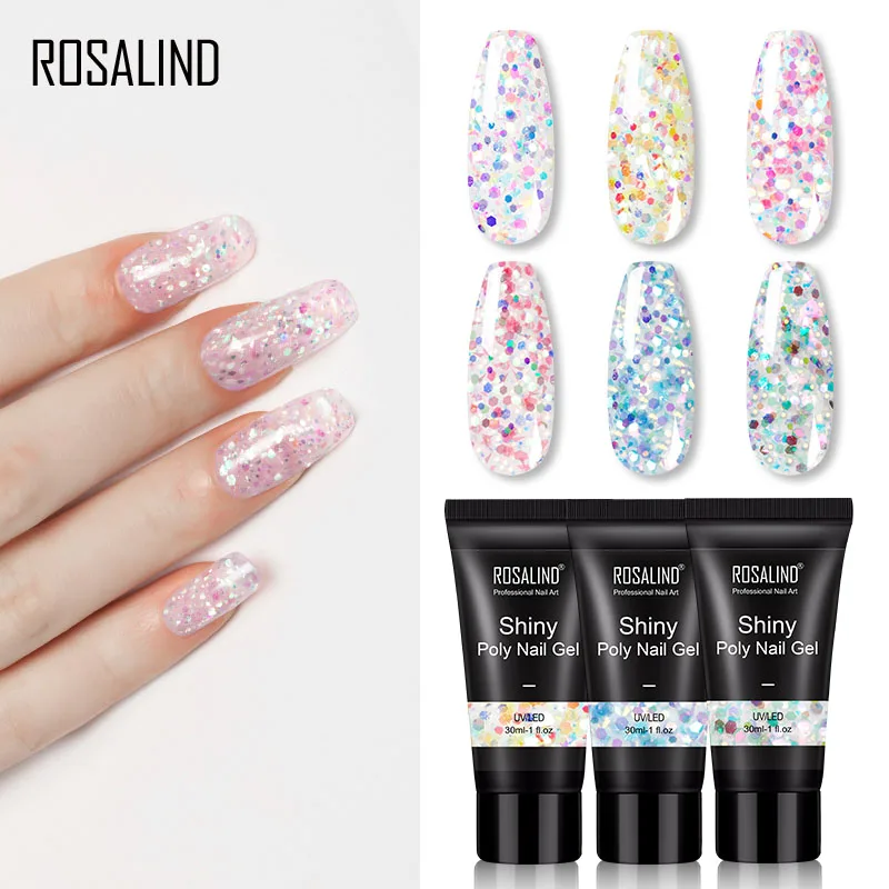 

ROSALIND 15ml Quick Nail Extension Gel Tranparent Pink Nail Gel Polish Nail Enhancement 100 Colors Options Glitter Gel
