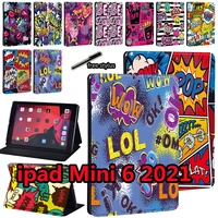 for apple for ipad mini 6 8 3inch 2021 a2567 a2568 a2569 graffiti art pattern leather tablet stand cover case for ipad mini 6