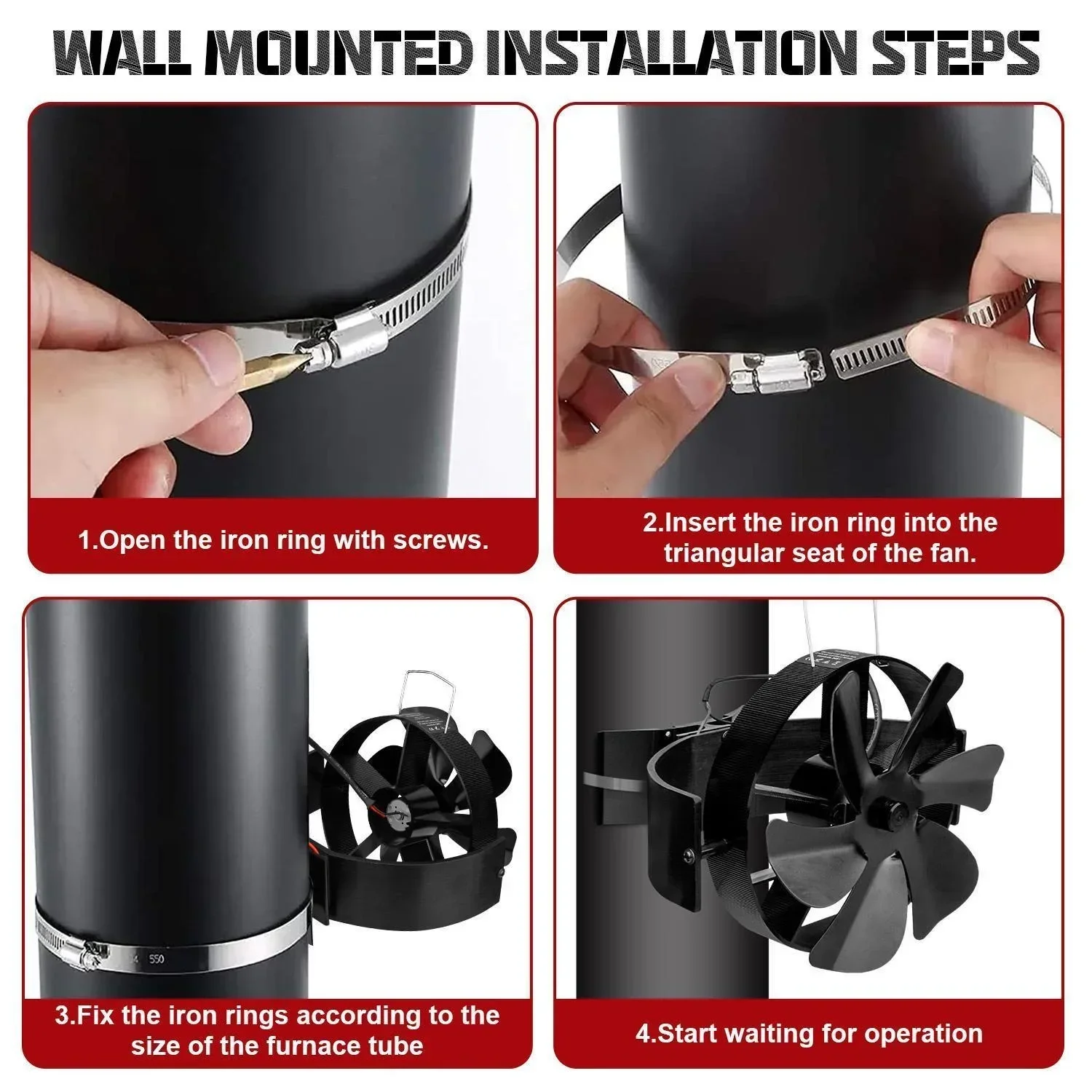 Вентилятор для плиты с 6 лопастями питанием от тепла эко-вентилятор деревянной