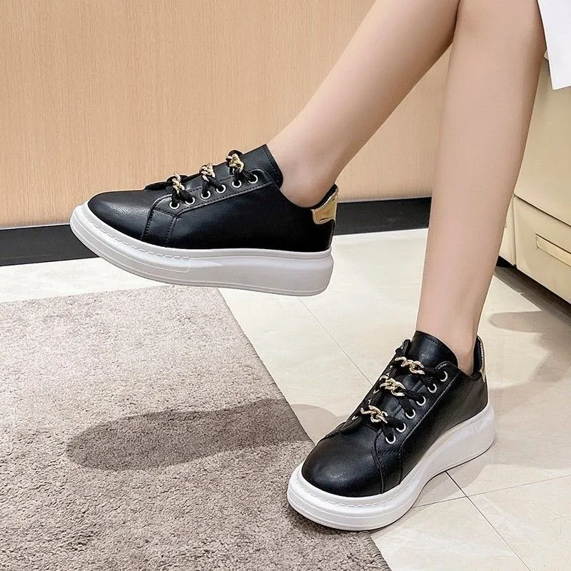 

Black Shoes Women 2022 Fashion Round Toe Platform Shoes Casual Shoes Women Lace Up Flats Women Loafers Size 43 Zapatos Mujer