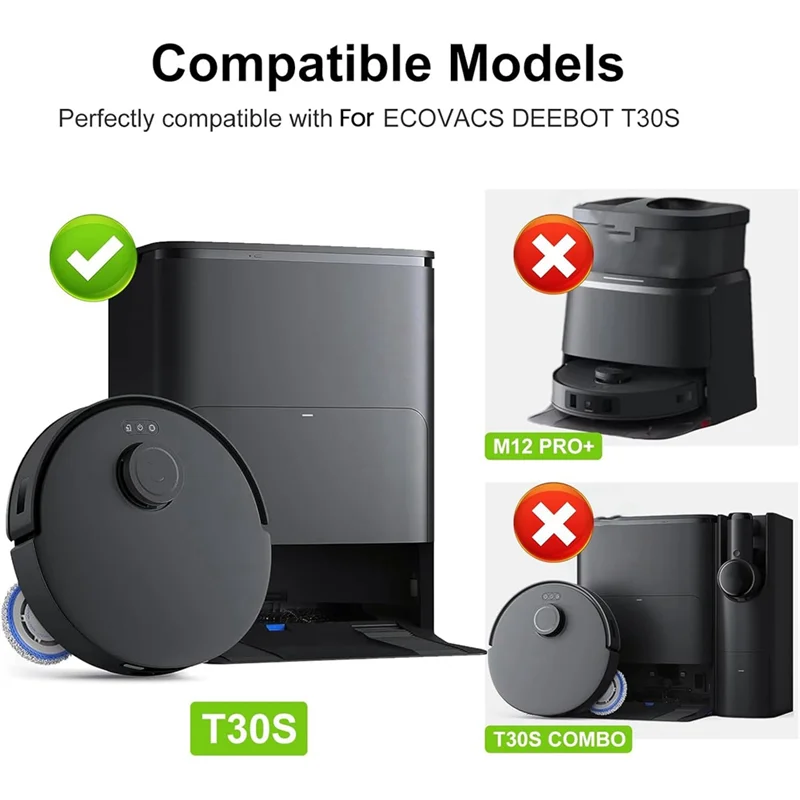 A02M-Запасные части для робота-пылесоса ECOVACS DEEBOT T30S Combo: основная и боковые щетки, HEPA-фильтры, салфетки для влажной уборки, мешки для сбора пыли (art.: 3920d8b306ea5) - 3920d8b306ea5