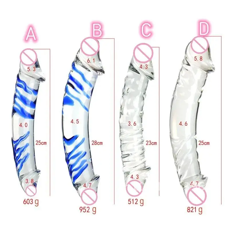 Стеклянный фаллоимитатор-пенис с обеих кончиков доступны узором Очень толстые