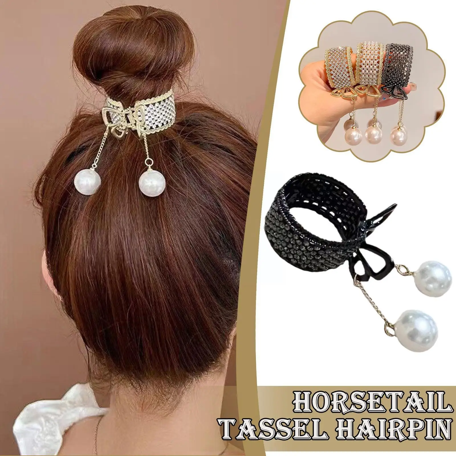 

Женская заколка для волос с кристаллами и жемчугом, V7Q2