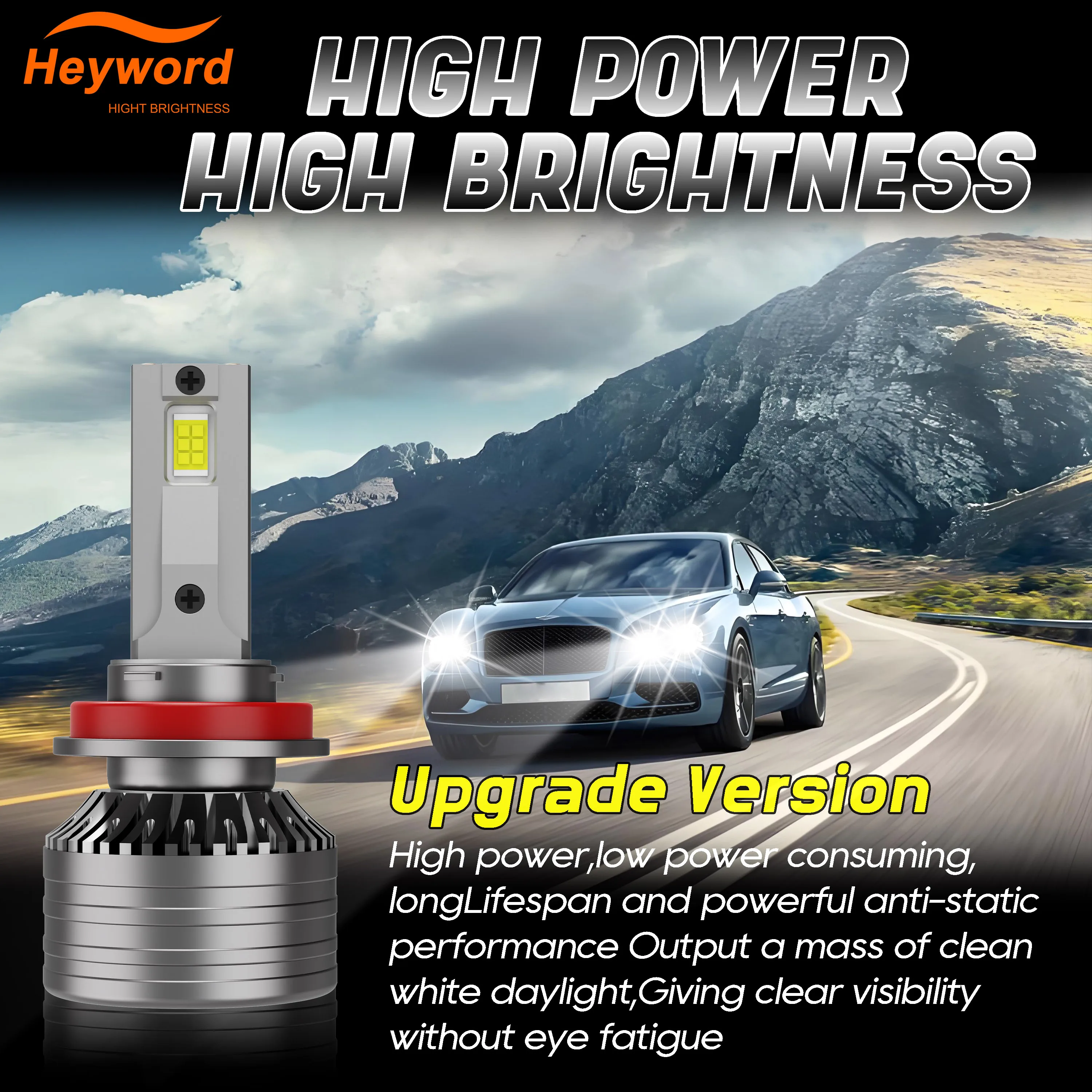 Фото Heyword H11 H7 H4 Светодиодные лампы для фар P7 PLUS 700 Вт 2300000LM Мощные 6000K 4300K Светодиодные лампы HB3 HB4 12 В 2 шт. №2