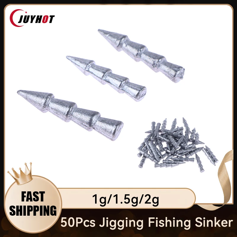 

50Pcs/Pack 1g 1.5g 2g Insert Metal Weight Nail Sinker Lead Fishing Sinker Jigging Fishing Sinker For Fishing Accessories