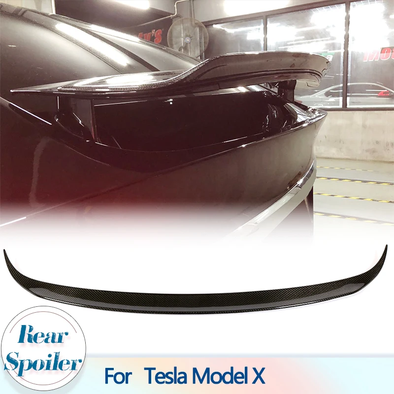 

Car Rear Trunk Spoiler For Tesla Model X 75D 90D P90D 100D P100D 2016-2018 Forged Carbon Fiber Rear Boot Lid Duckbill Wing Lip