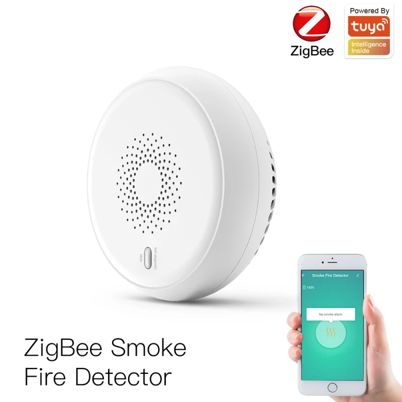 

Tuya Smart Zigbee Smoke Detector Sensor Fire Alarm Security Alarm System Linkage Smart Home Device Smart Life App Remote Control