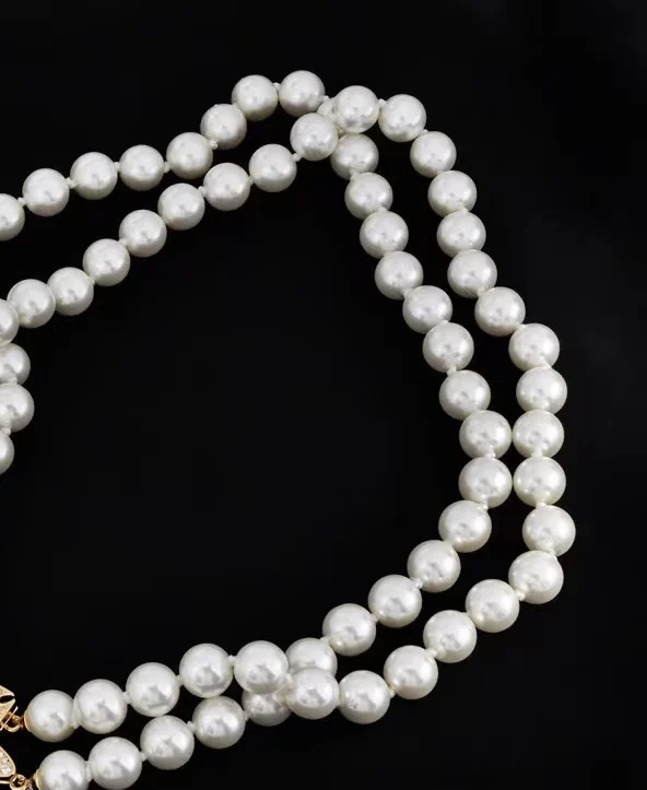 

Free Shipping 2 Layers 2.5*1.8cm Crystal Saturn Pearl Beads Magnetite Necklace 38cm Chocker Chain Women Girls Party Bridal