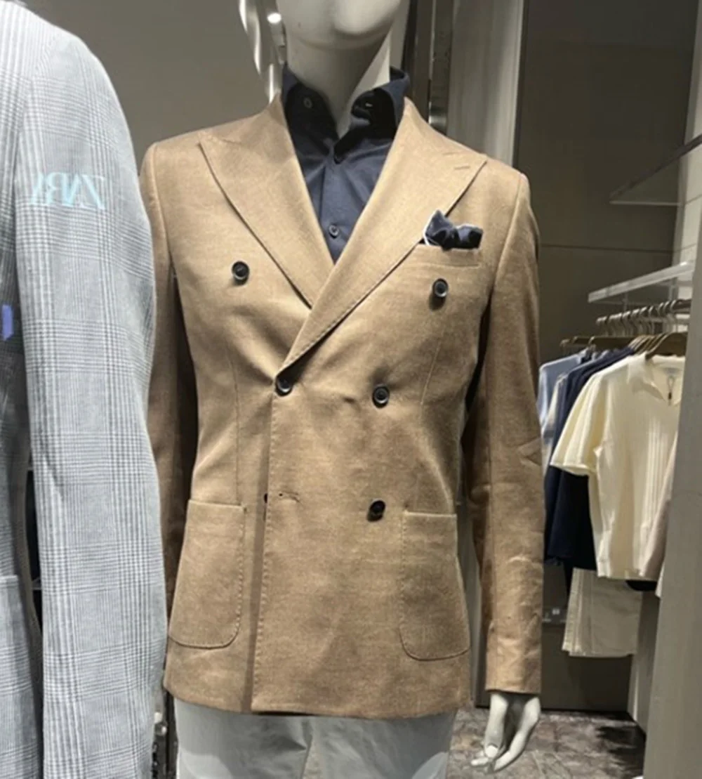 

Мужской пиджак и брюки цвета хаки, костюм для свадьбы с лацканами, индивидуальный пошив, индивидуальный пошив