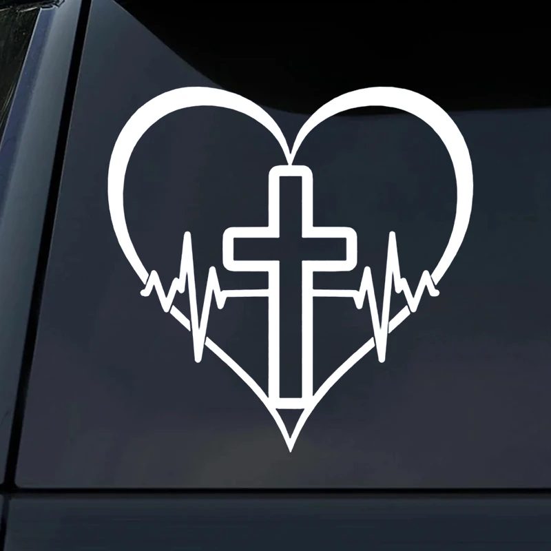 Виниловая наклейка с надписью FAITH HOPE LOVE, наклейка на автомобиль, наклейка на окно, символ сердца, крест K503