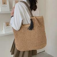 bohemian tassel woven straw bag women shoulder bag summer large rattan tote travel handbags 2022 beach shopper bags for women