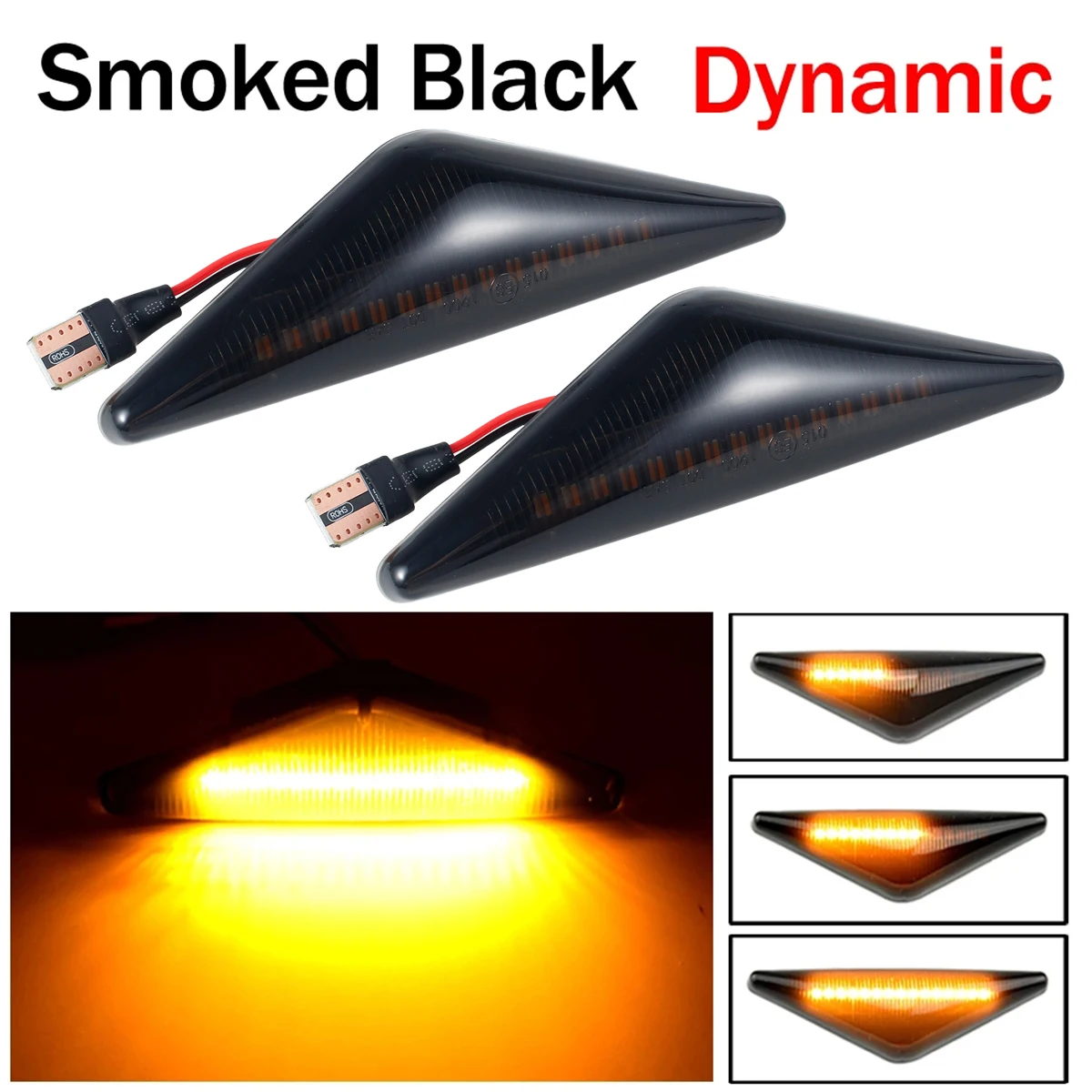 

New 2 Pcs Flowing Side LED Light Dynamic Side Marker Turn Signal Lights Amber Indicator Light Blinker Lamp for Ford Mondeo MK 3