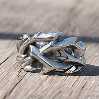 vintage hollow out design crown of thorns rings for men women stainless steel biker mens rings fashion wedding party gifts
