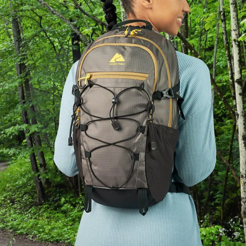 Ozark Trail 17 Liter Camping, Hiking, Mountaineering, Technical Backpack, Gray, Unisex