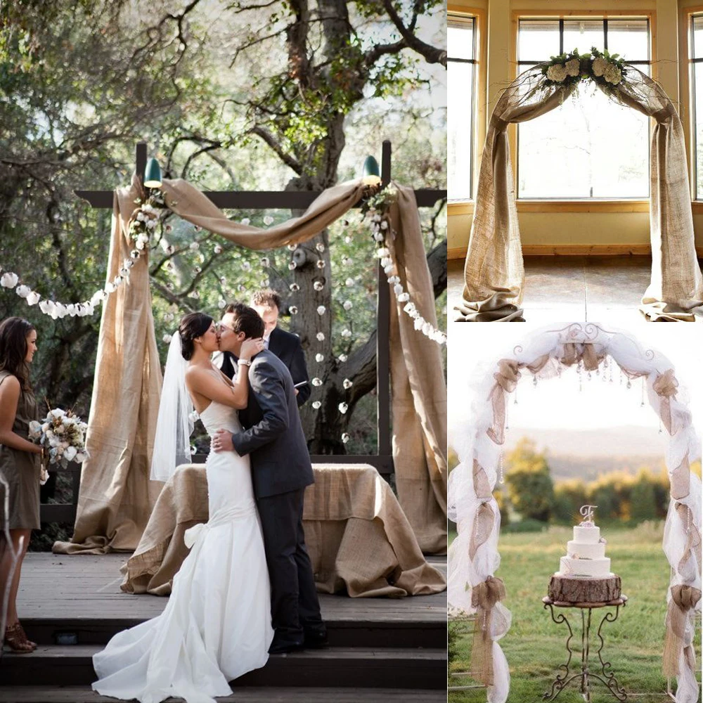 Джутовый льняной винтажный натуральный рандец деревенский Свадебный серый хаки