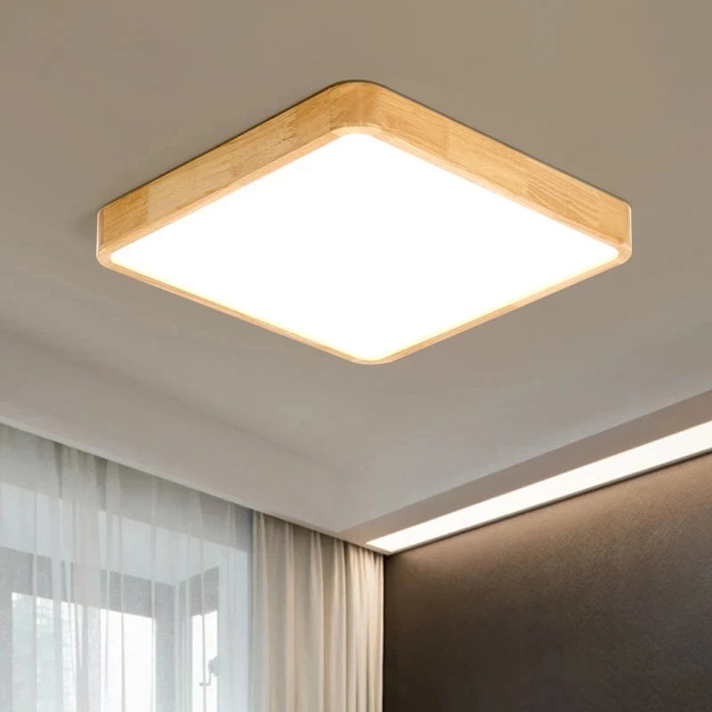 $39.13 Remote Modern Ultra-thin Wood Ceiling Lights Wooden Round LED Ceiling Lamp for Living Room Bedroom Kitchen Light Fixture