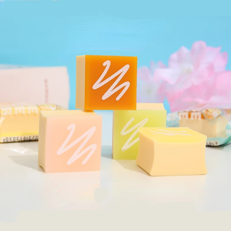 

4 pcs new bagged cheesecake eraser cute cartoon easy to wipe less crumbs school stationery kawaii cute erasers for kids