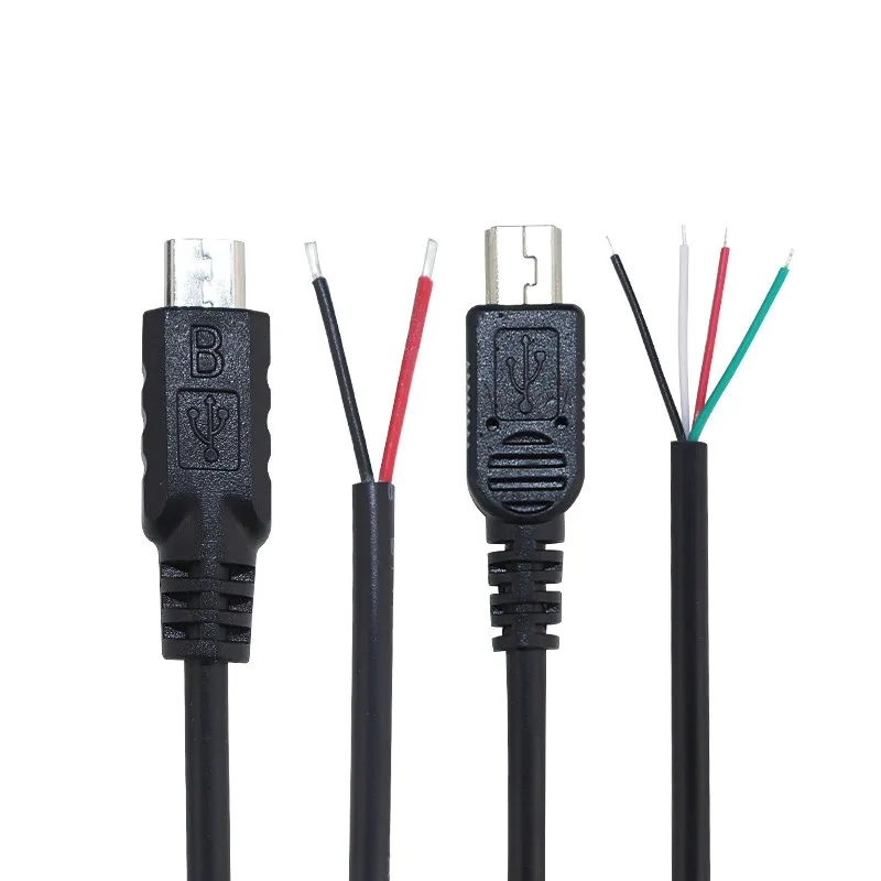 Фото Кабель питания 22AWG Micro/Mini USB (штекер/гнездо) с разъемом Mini-B на 4-контактный (2-контактный) разъем с открытым концом для зарядки. №2