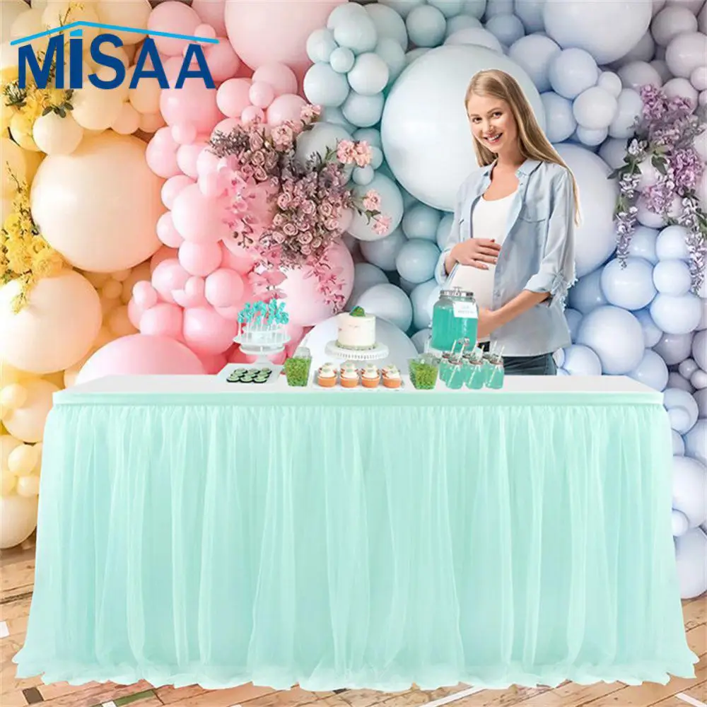 Hotel Conference Table Cloth Rectangle Dessert Hotel Supplies Table Tutu Yarn Romantic Table Skirt