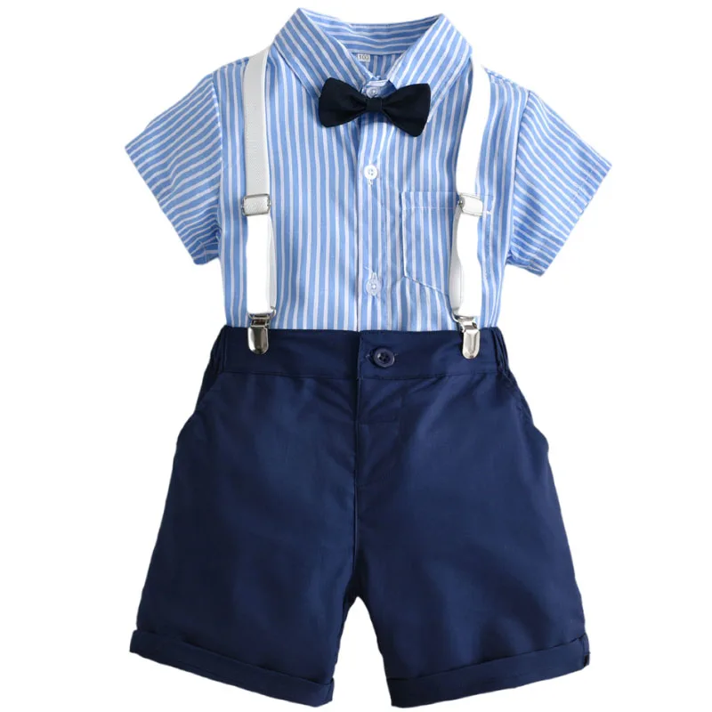 

Костюм джентльменский летний из рубашки с коротким рукавом и шортов с поясом