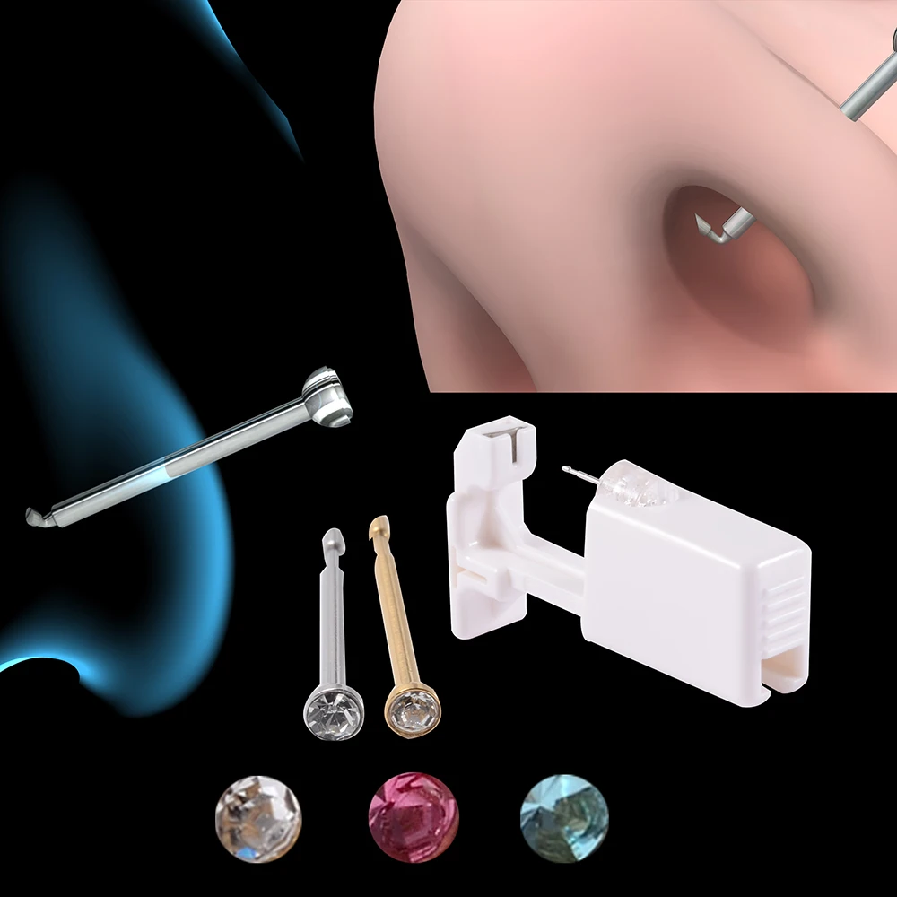 1 Pcs Disposable Safe Sterile Piercing Unit For Gem Nose Studs New Generation More Safe Nose Piercing Gun Piercer Machine Kit