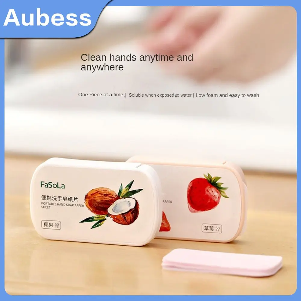 

50PCS/Box Soap Paper Disposable Boxed Paper Travel Portable Washing Hand Cleaning Paper Foaming Soap Paper Scented Sheets