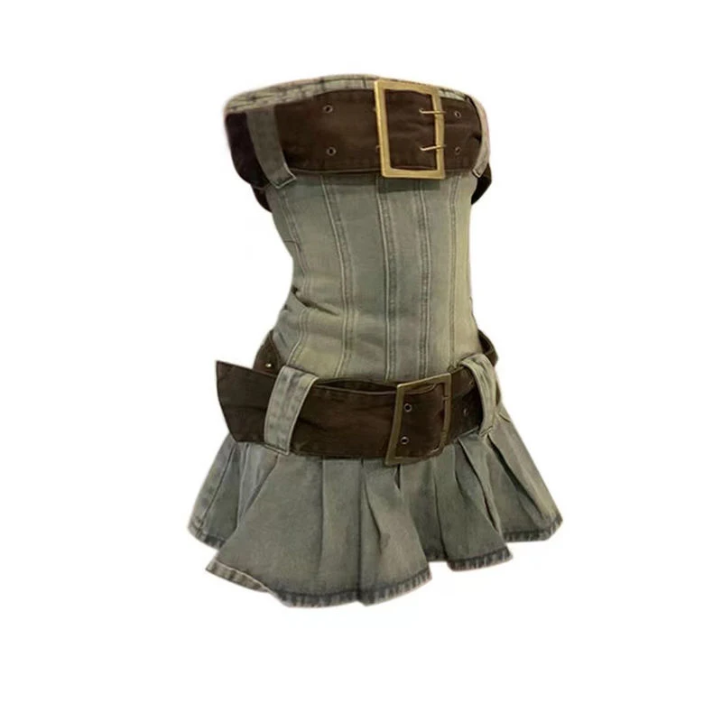 Женское винтажное джинсовое платье с одной линией облегающее короткое в стиле